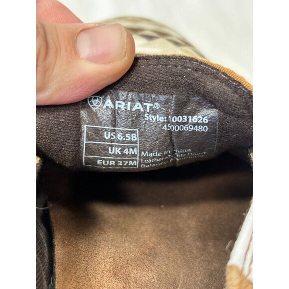 Ariat Tan Diamond Aztec Ryder Casual Flat Slip On Shoe Size 6.5 B - Picture 12 of 12